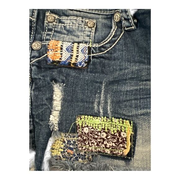 Grace in LA Blue Jean Shorts with Distressed Vintage Look - Picture 4 of 5